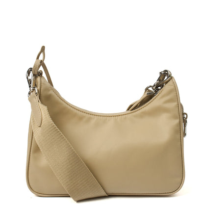 Prada Cross Body Re-Edition 2000 Shoulder Bag in Deserto, Nylon — Top View
