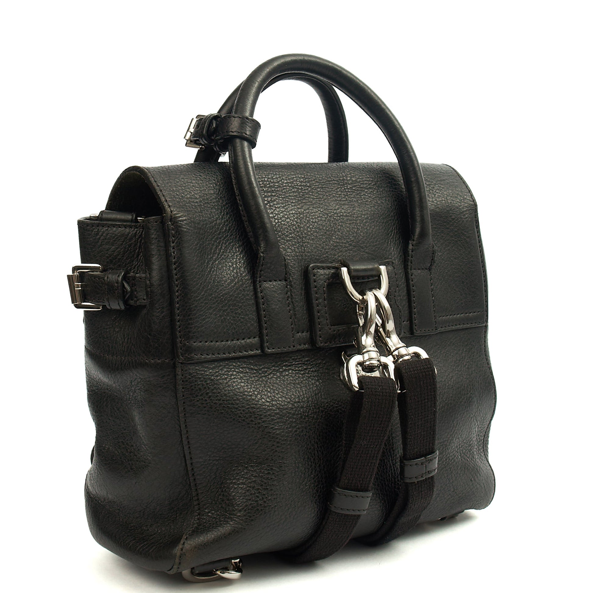 Mulberry Cross Body Cara Delevingne Backpack in Black, Calfskin Leather — Side View