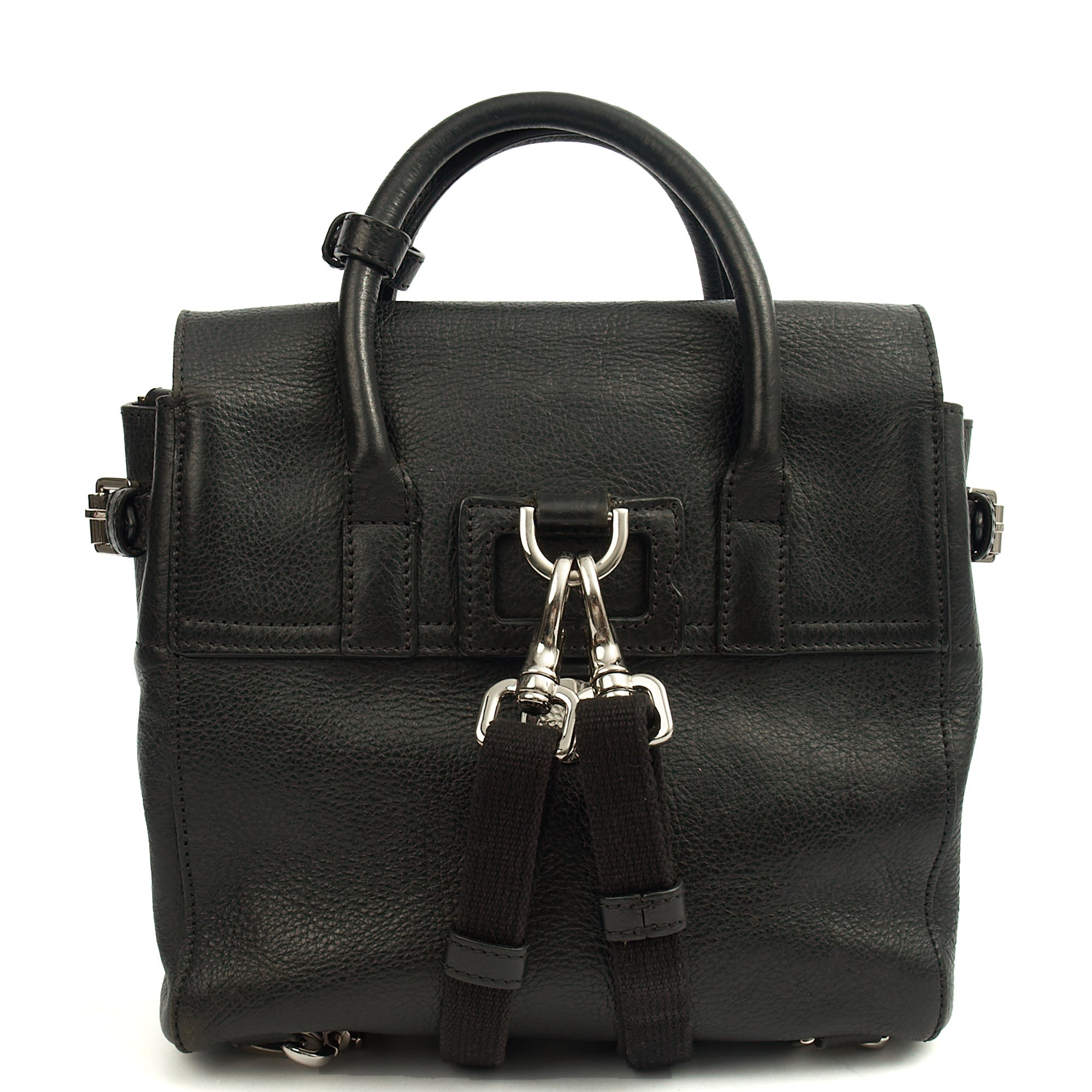 Mulberry Cross Body Cara Delevingne Backpack in Black, Calfskin Leather — Back View