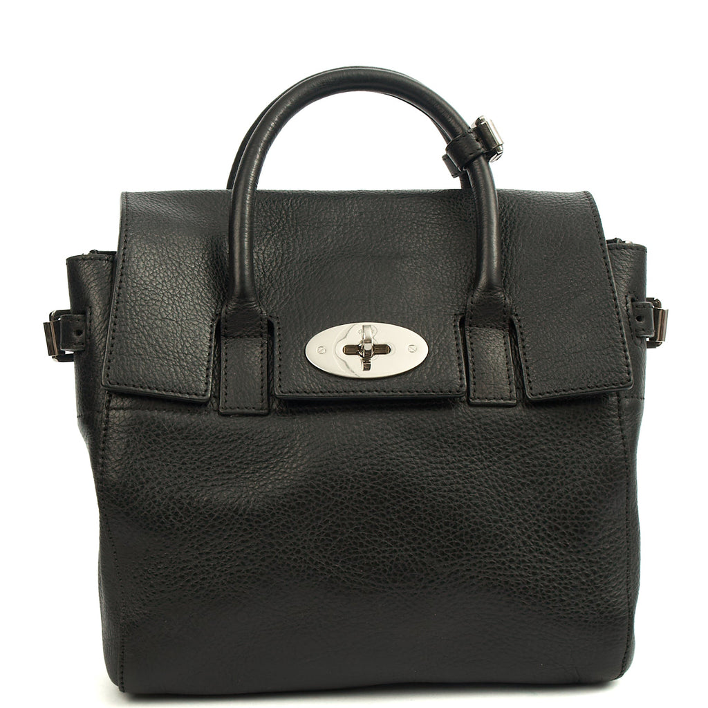 Mulberry Cross Body Cara Delevingne Backpack in Black, Calfskin Leather — Front View