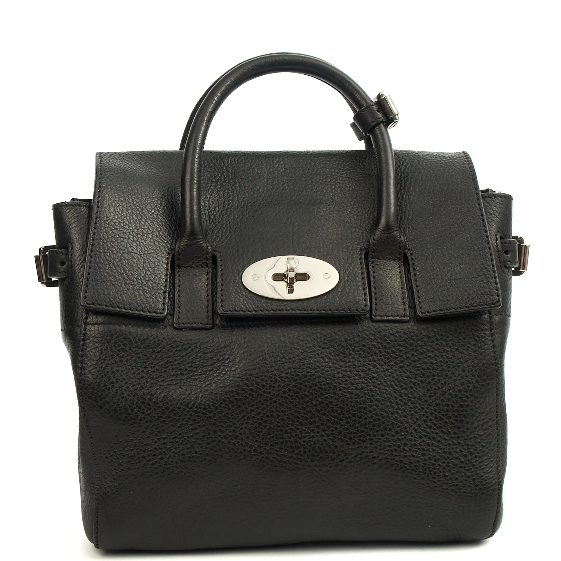 Mulberry Cross Body Cara Delevingne Backpack in Black, Calfskin Leather — Front View
