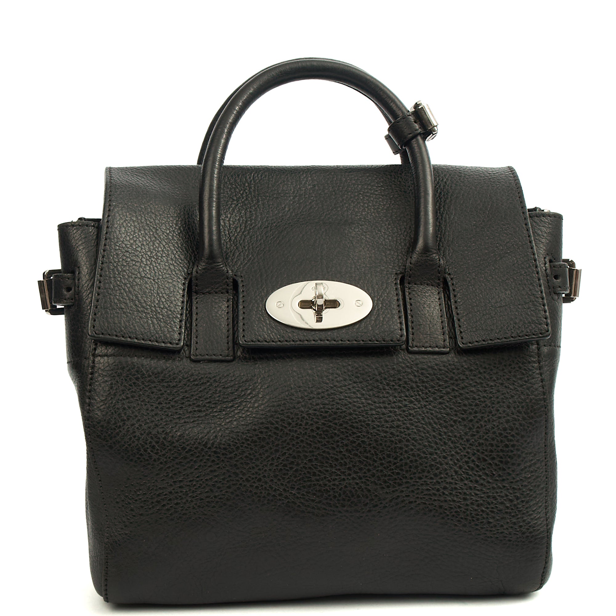 Mulberry Cross Body Cara Delevingne Backpack in Black, Calfskin Leather — Front View