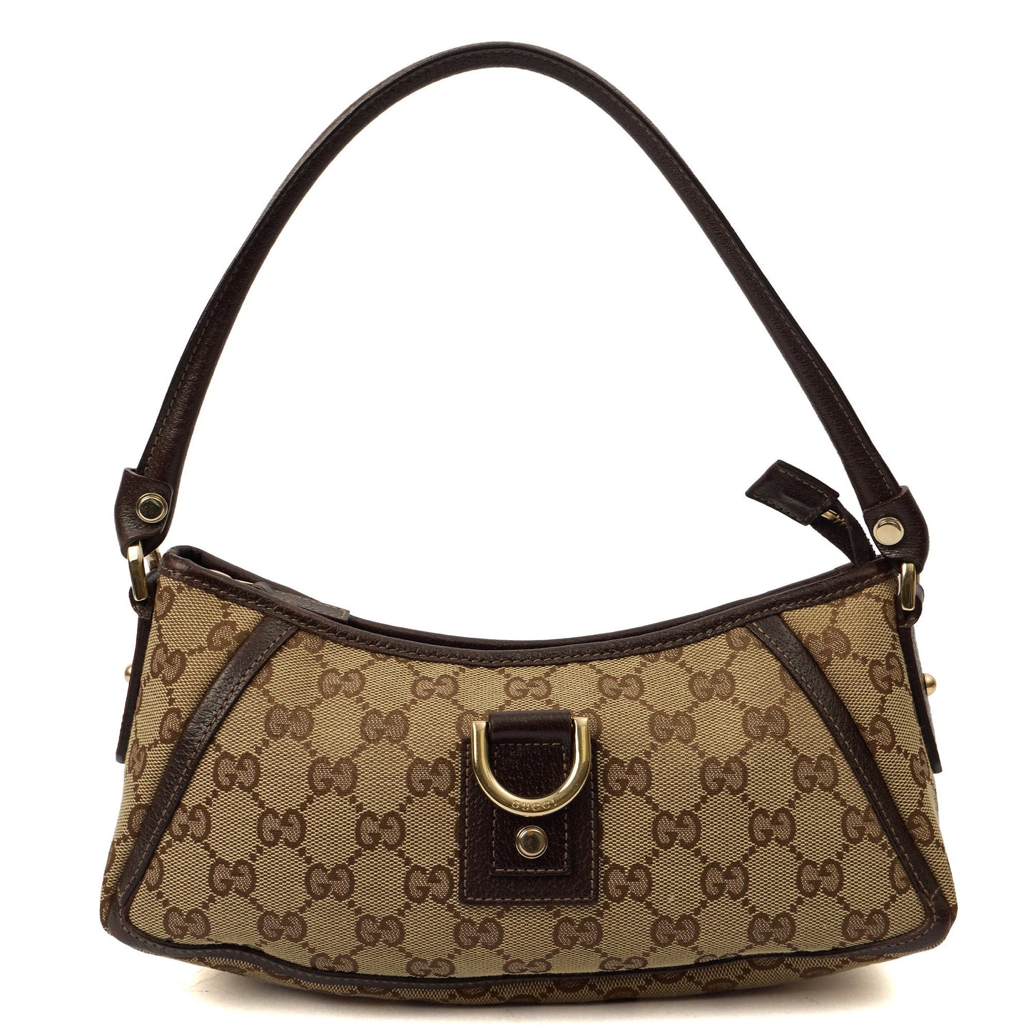 Gucci Shoulder Bag Pochette in Brown, GG Supreme Canvas — Front View