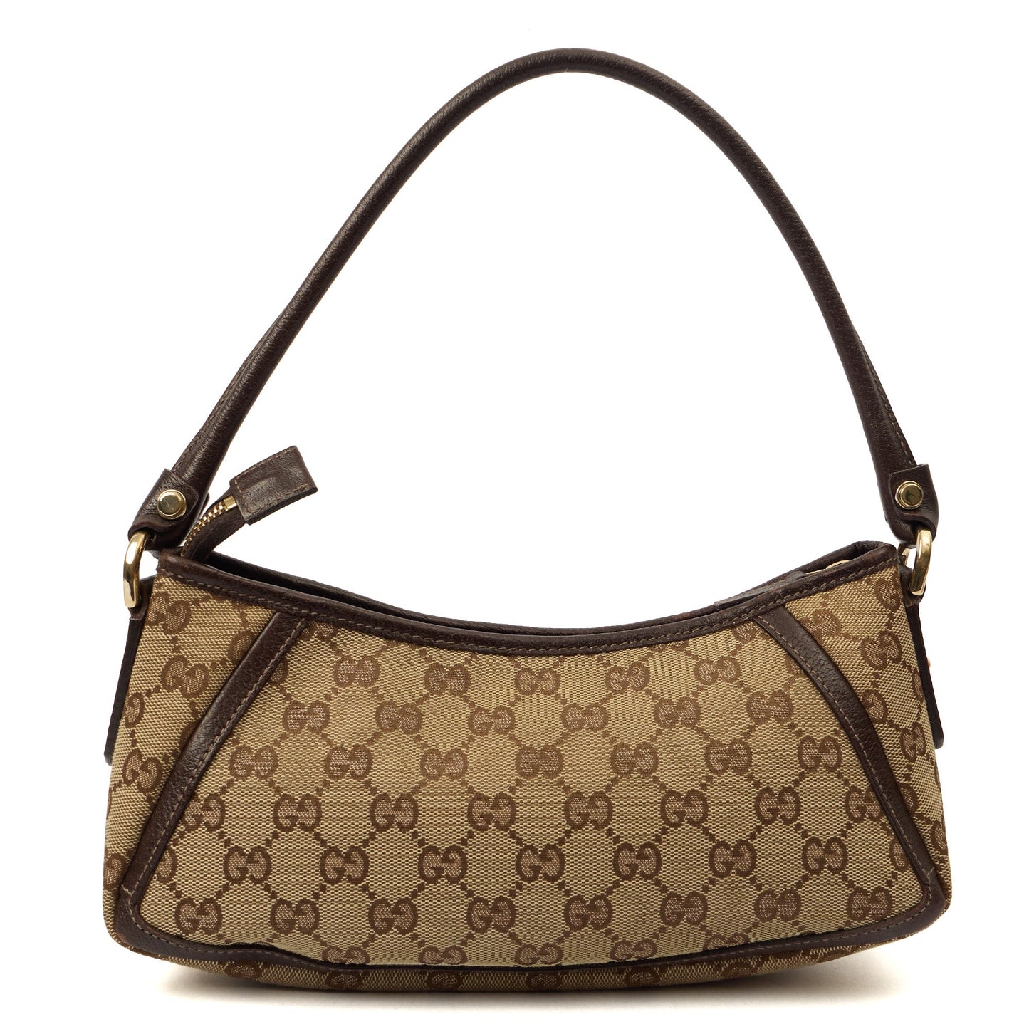 Gucci Shoulder Bag Pochette in Brown, GG Supreme Canvas — Back View