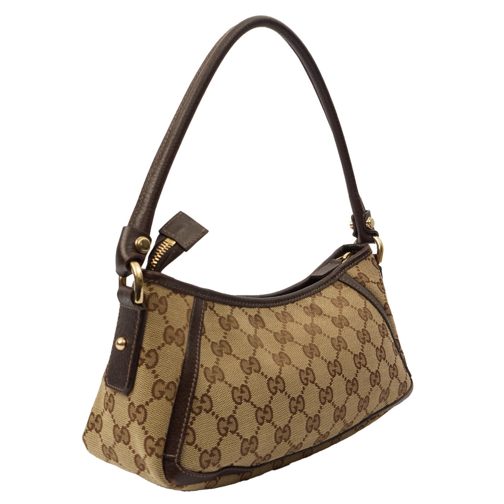 Gucci Shoulder Bag Pochette in Brown, GG Supreme Canvas — Side View
