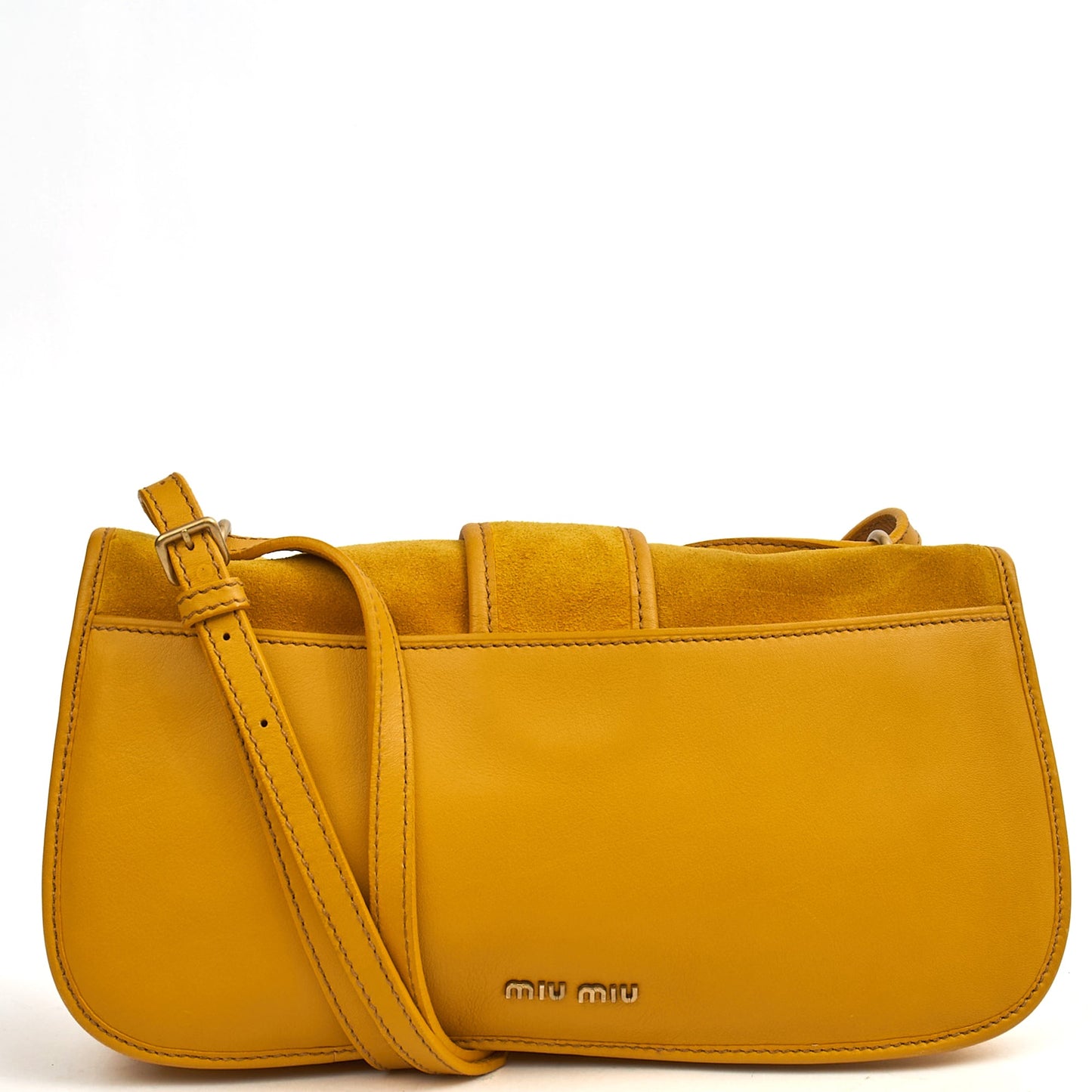 Miu Miu Crossbody in Yellow, Suede — Top View
