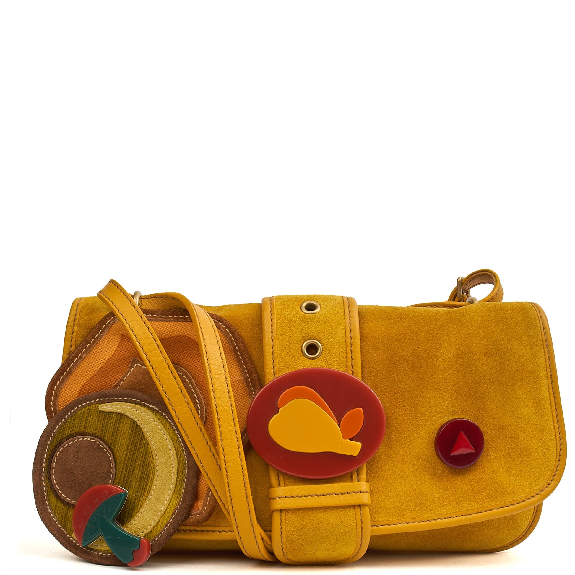 Miu Miu Crossbody in Yellow, Suede — Front View