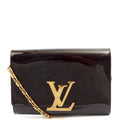 Louis Vuitton Shoulder Bag Chain Louise PM in Brown, Patent Leather — Front View