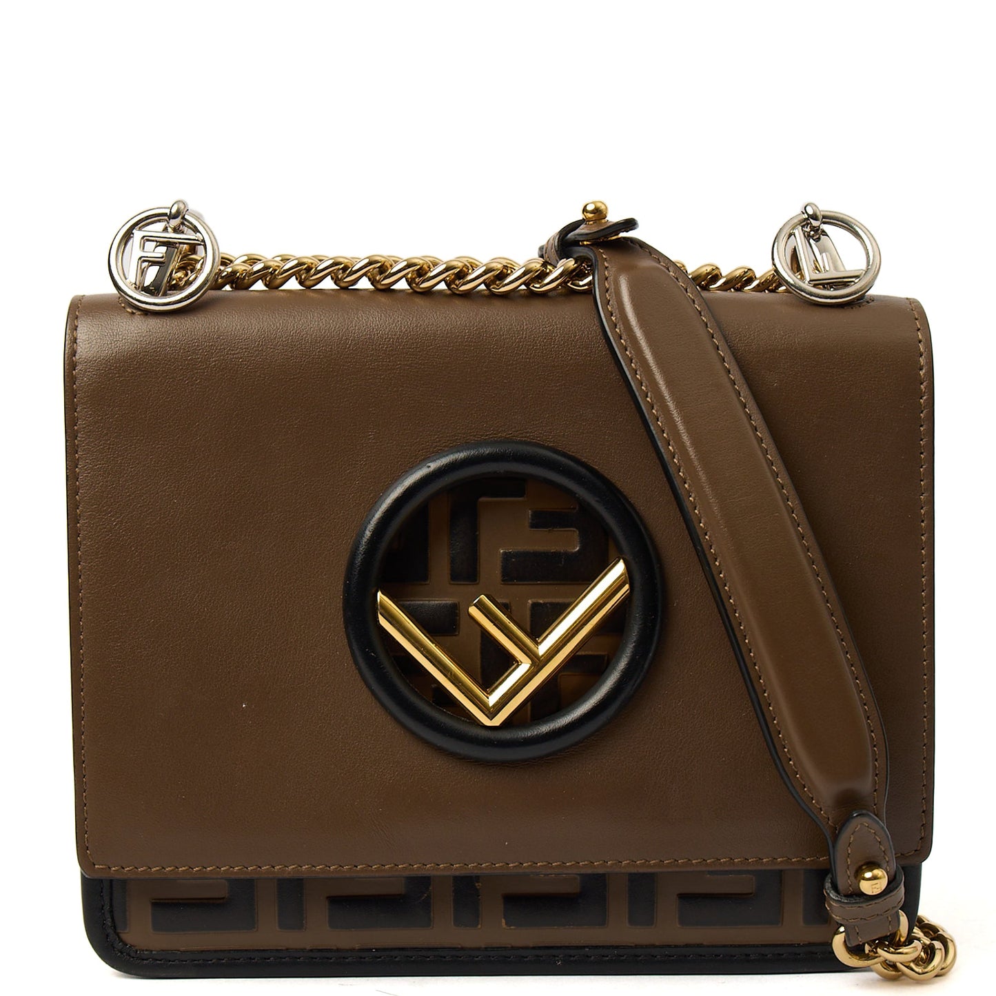 Fendi Shoulder Bag Kan I - Small in Brown, Leather — Front View