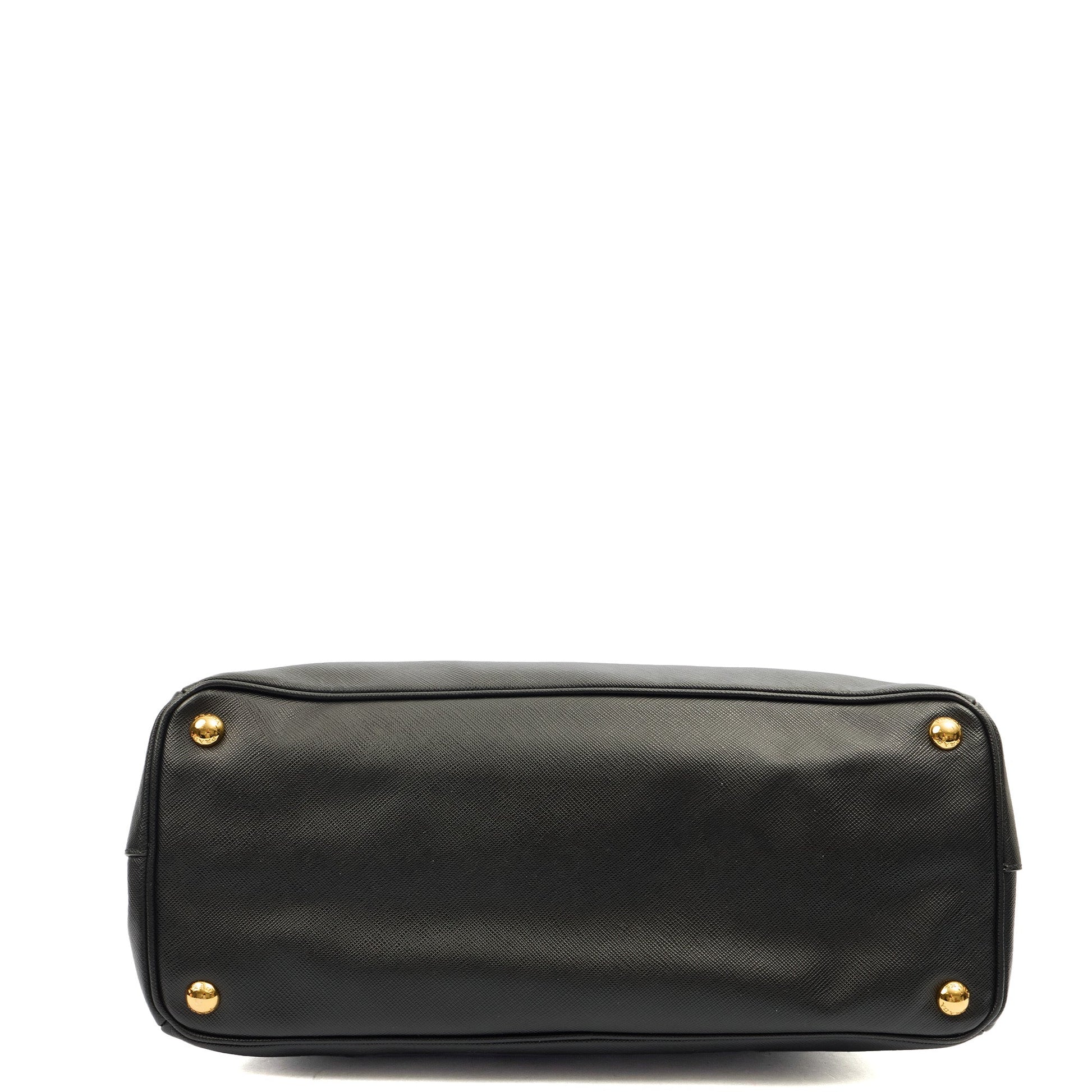 Prada Tote Galleria - Medium Double Zip Tote in Black, Saffiano Leather — Top View