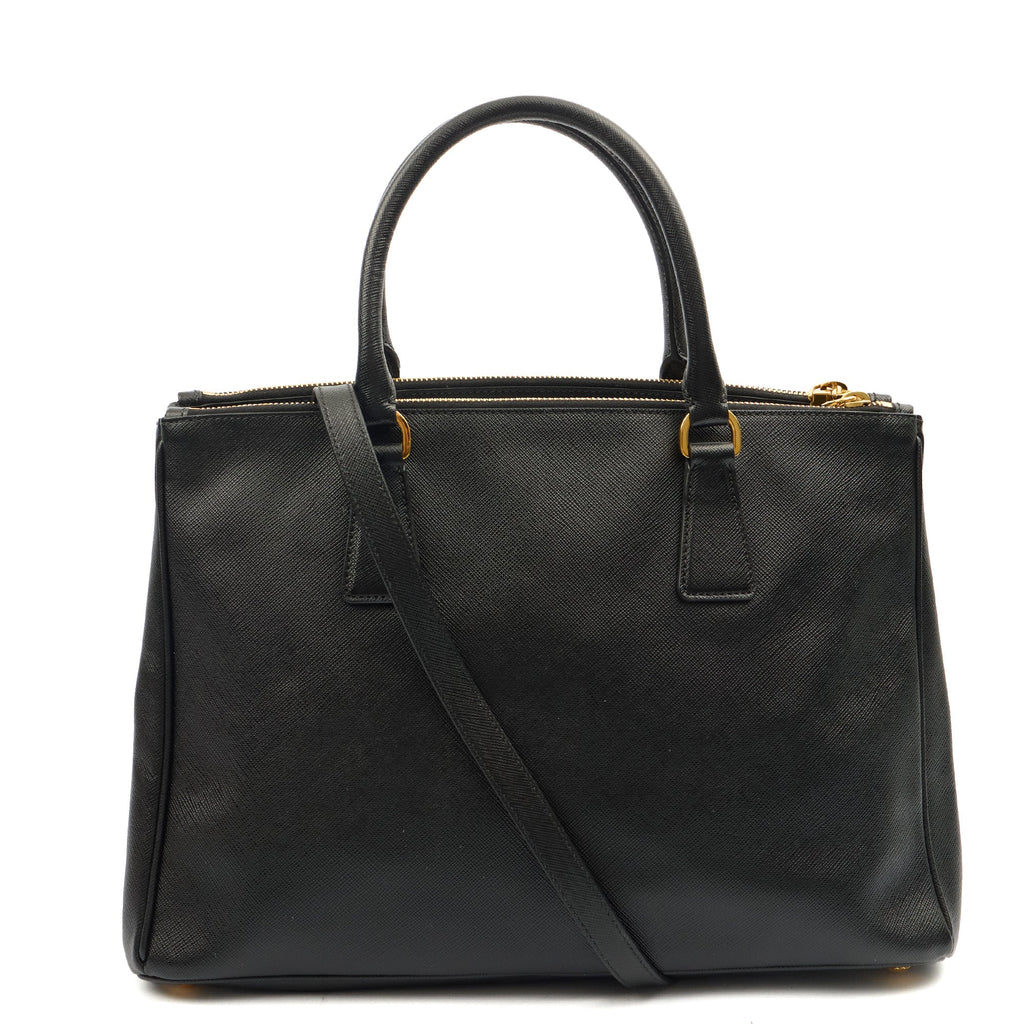 Prada Tote Galleria - Medium Double Zip Tote in Black, Saffiano Leather — Alternate View 9