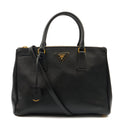 Prada Tote Galleria - Medium Double Zip Tote in Black, Saffiano Leather — Front View