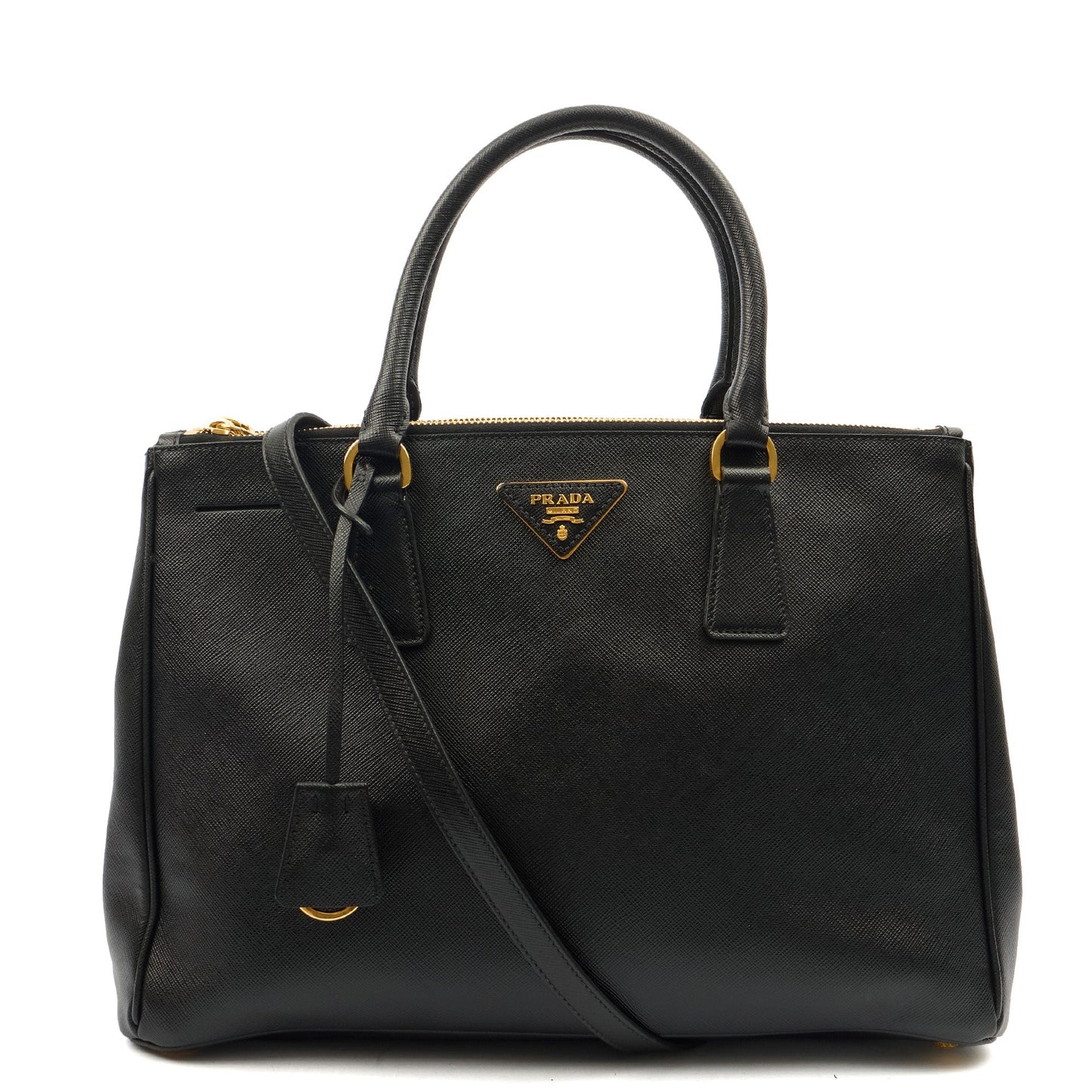 Prada Tote Galleria - Medium Double Zip Tote in Black, Saffiano Leather — Alternate View 7