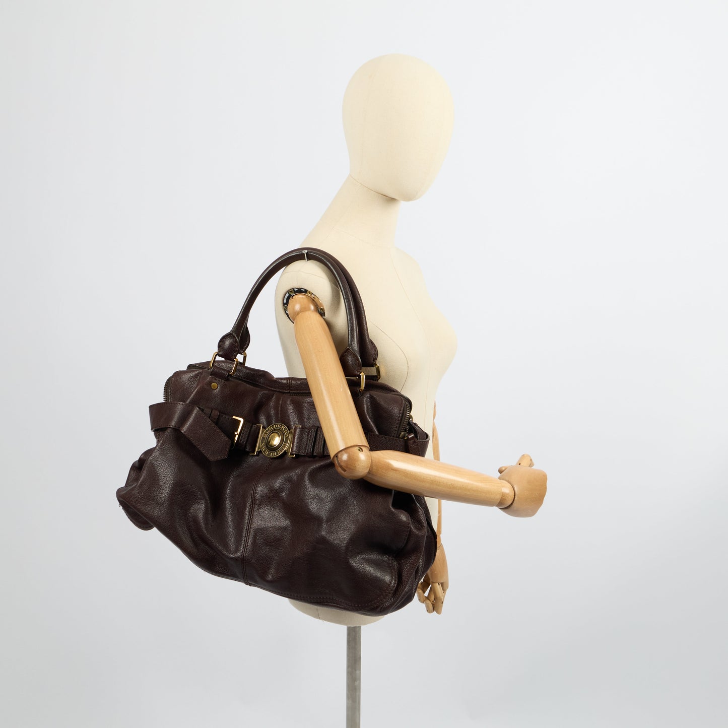 Burberry Tote Tote in Brown, Leather — Side View