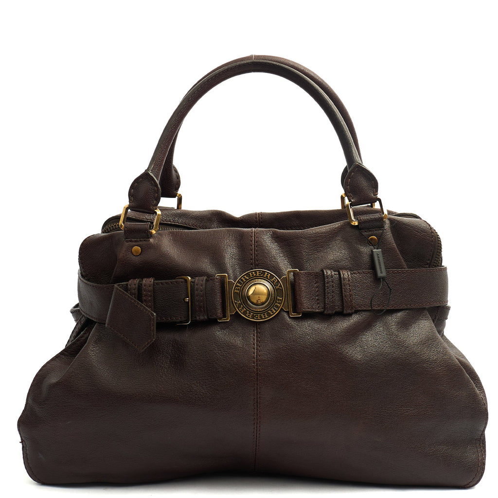 Burberry Tote Tote in Brown, Leather — Front View