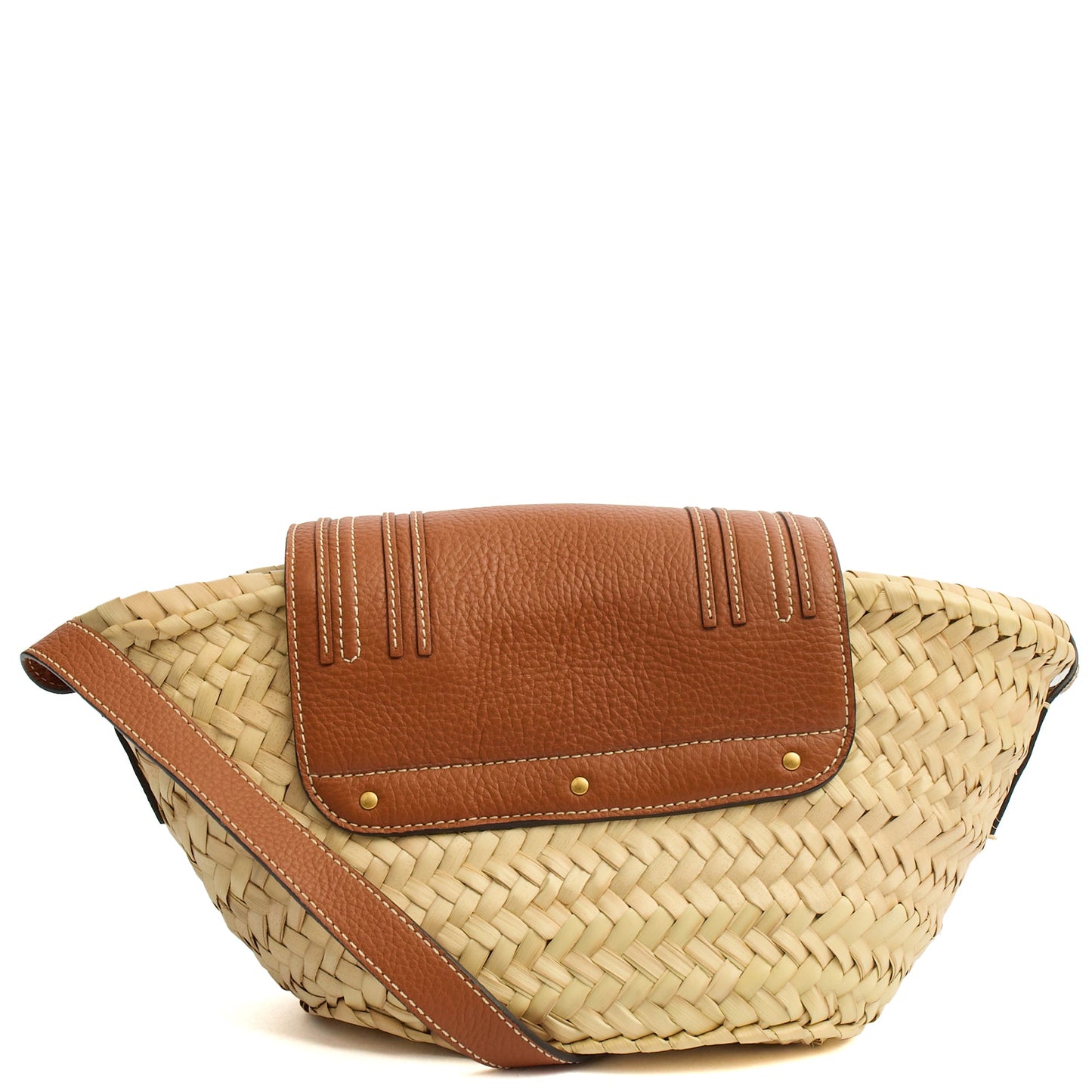 Chloe Cross Body Marcie Basket Bag- Mini in Neutral, Other — Top View