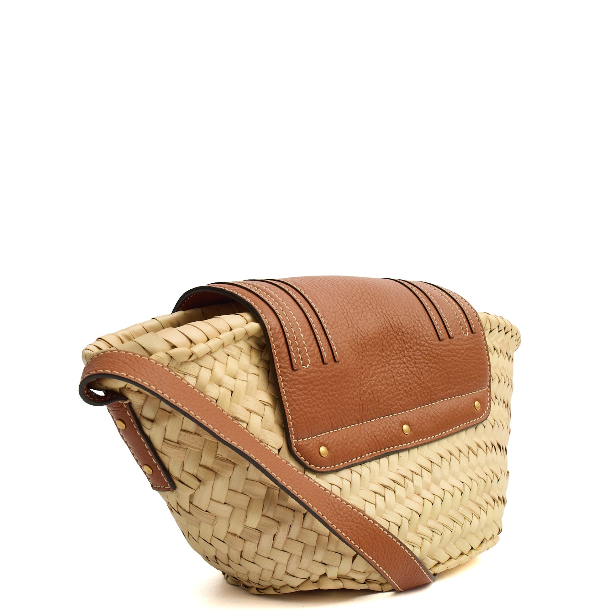 Chloe Cross Body Marcie Basket Bag- Mini in Neutral, Other — Back View