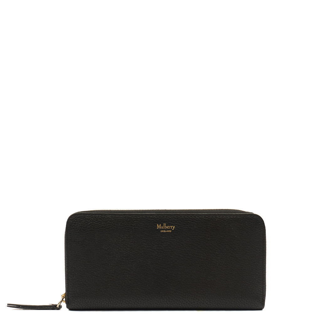 Mulberry Purse Continental Wallet  in Black, Leather — Front View
