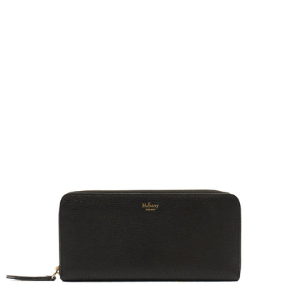Mulberry Purse Continental Wallet  in Black, Leather — Front View