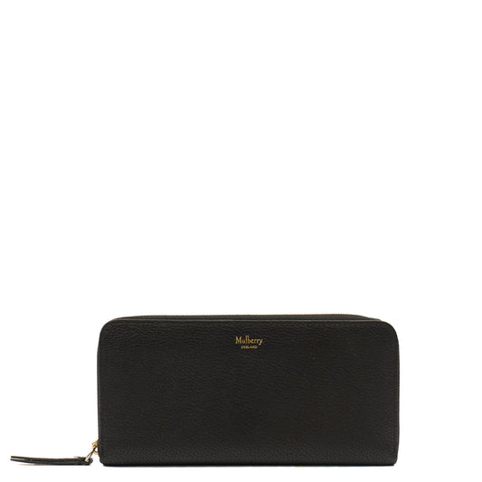 Mulberry Purse Continental Wallet  in Black, Leather — Front View