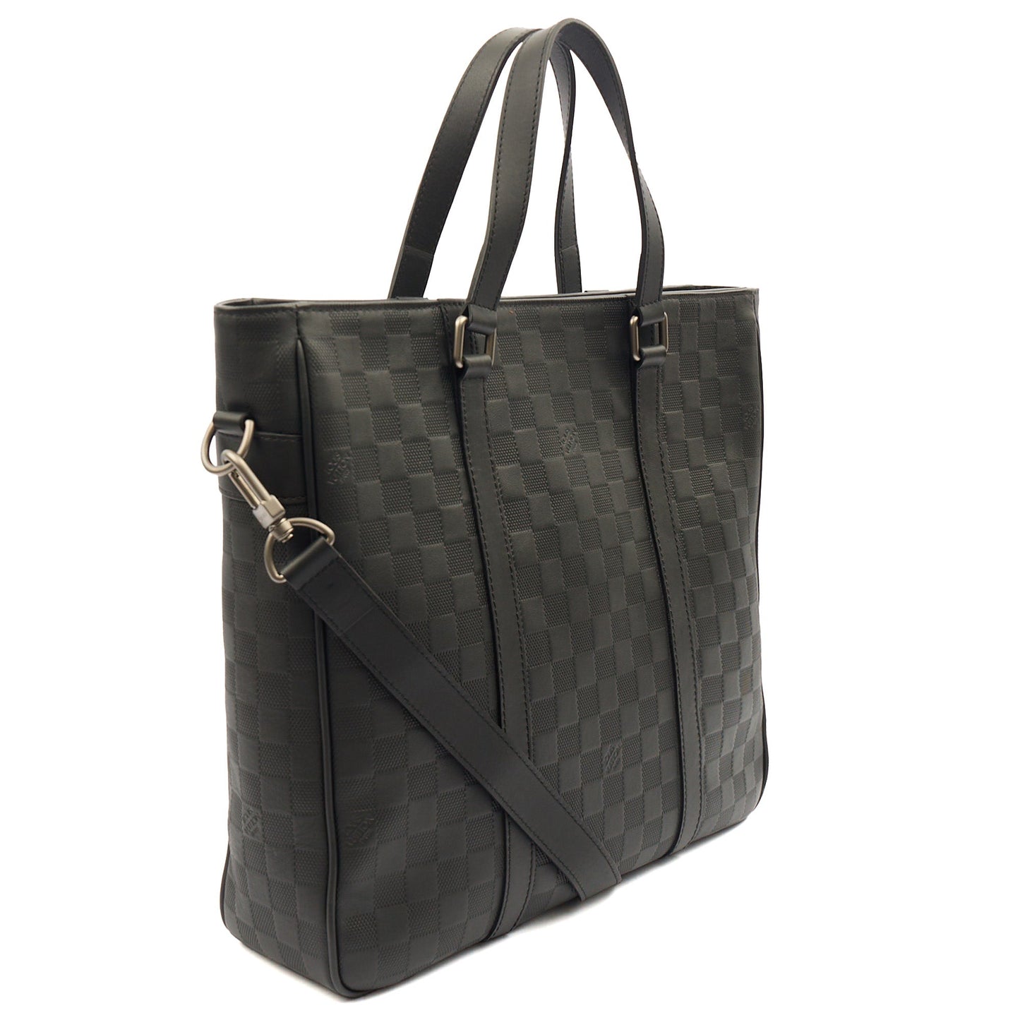 Louis Vuitton Tote Tadao  in Damier Carbon, Calfskin Leather — Side View