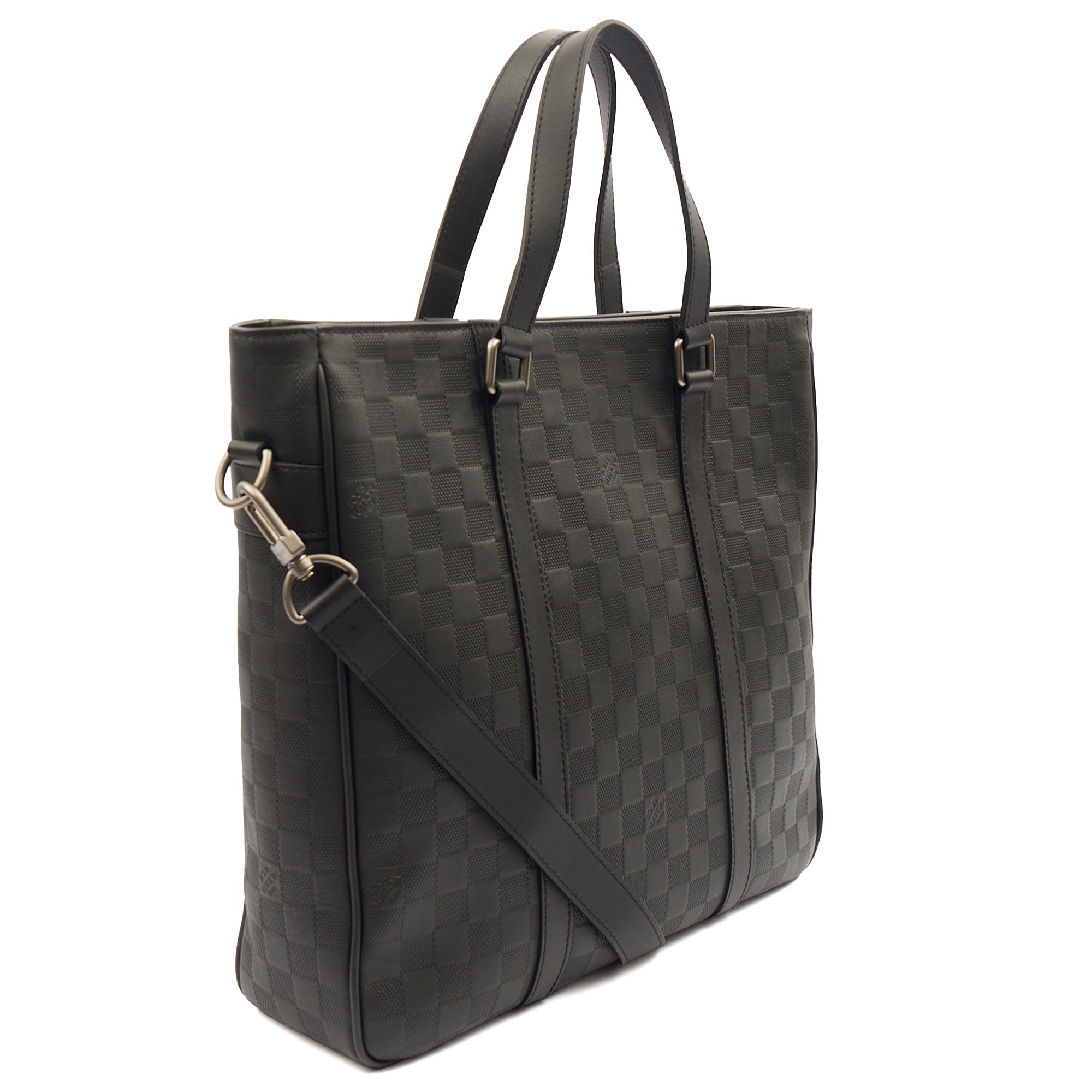 Louis Vuitton Tote Tadao  in Damier Carbon, Calfskin Leather — Side View