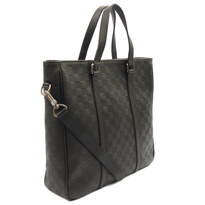 Louis Vuitton Tote Tadao  in Damier Carbon, Calfskin Leather — Side View