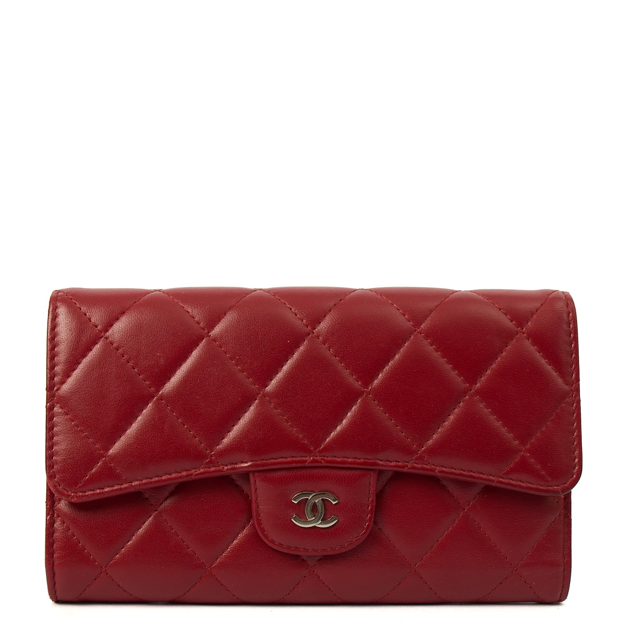 Chanel Purse Classic Bi Fold Wallet  in Red, Leather — Alternate View 10
