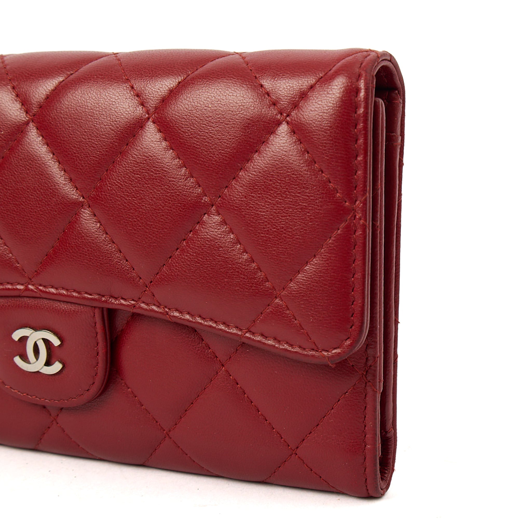 Chanel Purse Classic Bi Fold Wallet  in Red, Leather — Alternate View 7