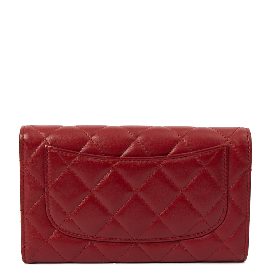 Chanel Purse Classic Bi Fold Wallet  in Red, Leather — Alternate View 13