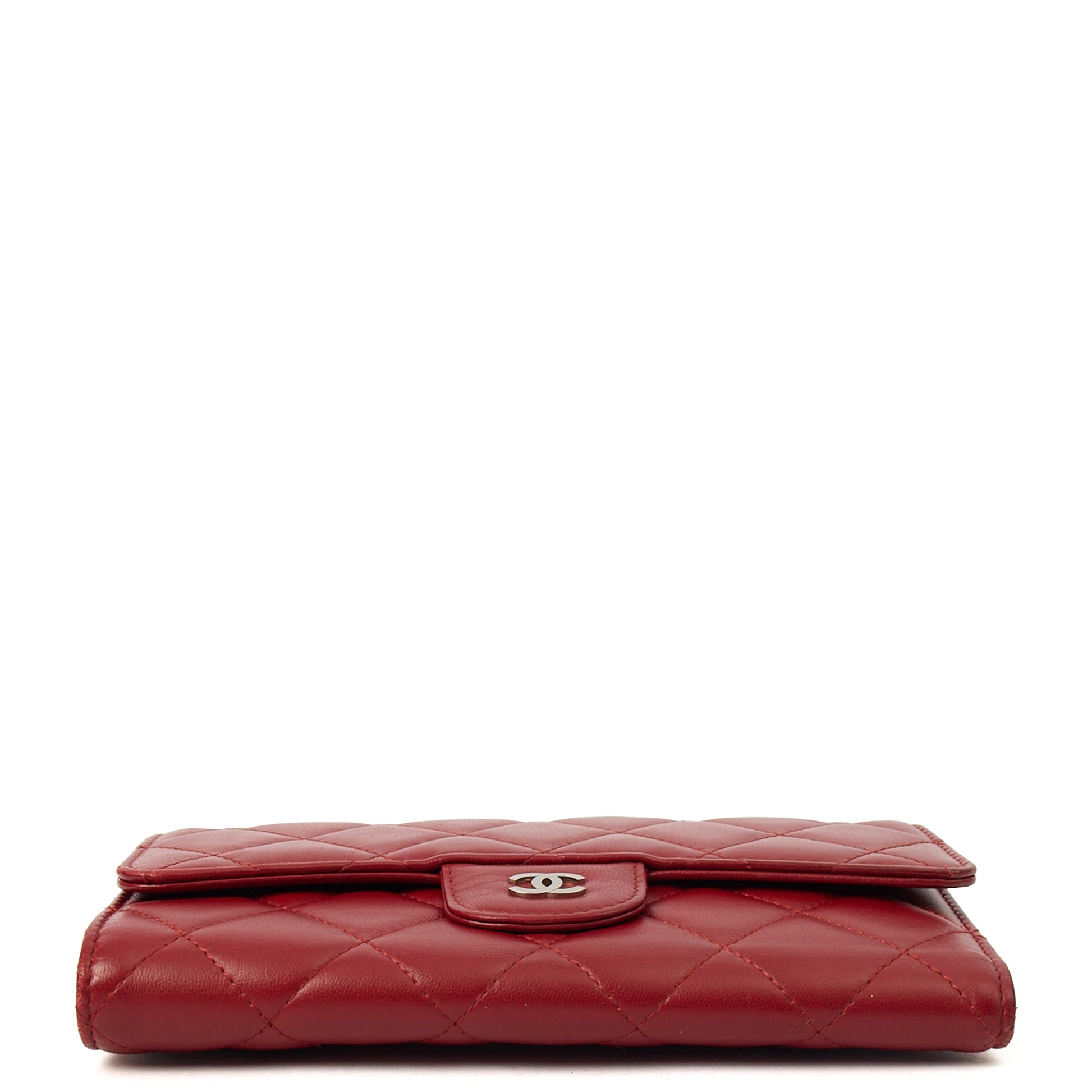 Chanel Purse Classic Bi Fold Wallet  in Red, Leather — Alternate View 14