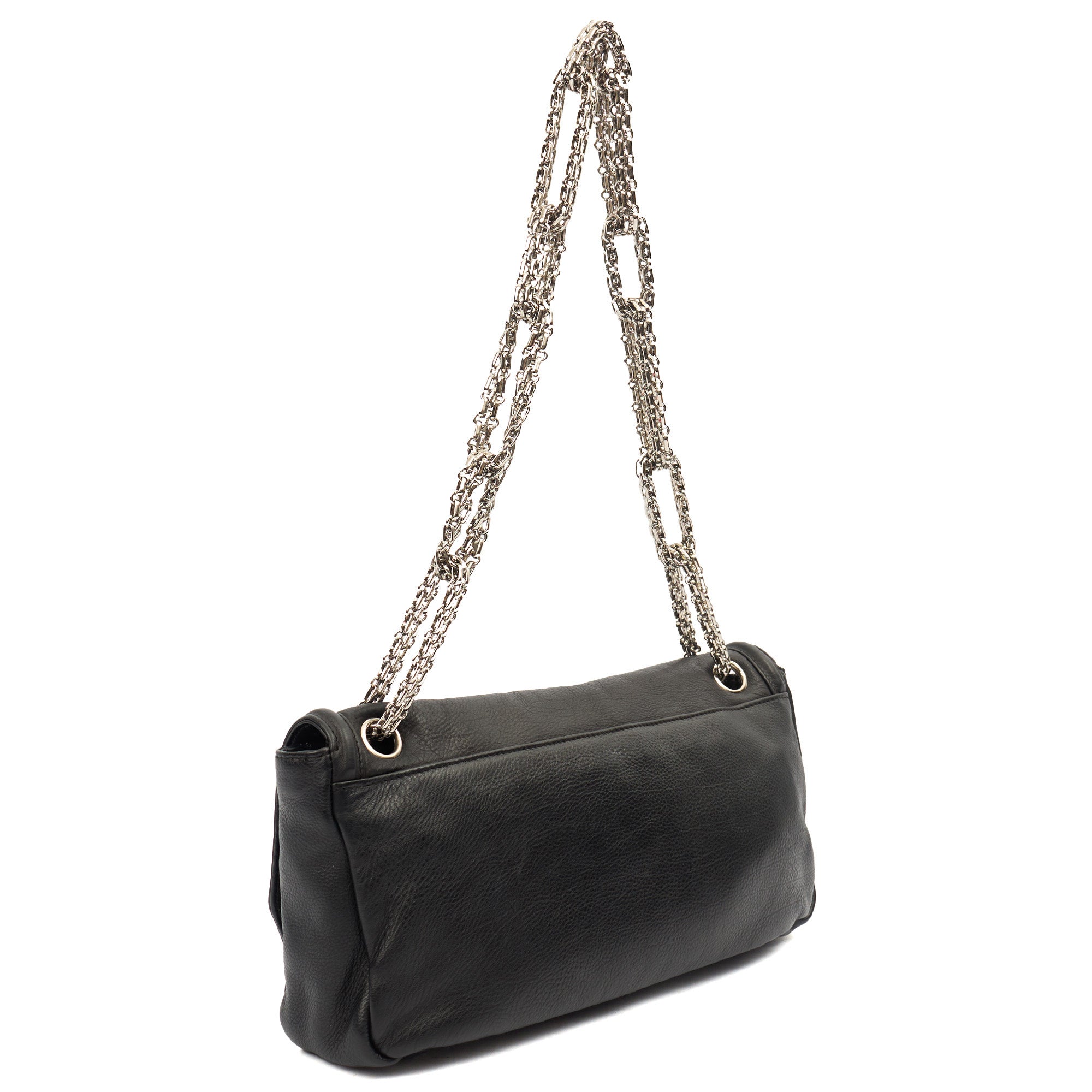 Chanel Shoulder Bag Accordian Flap Bag in Black, Leather — Back View