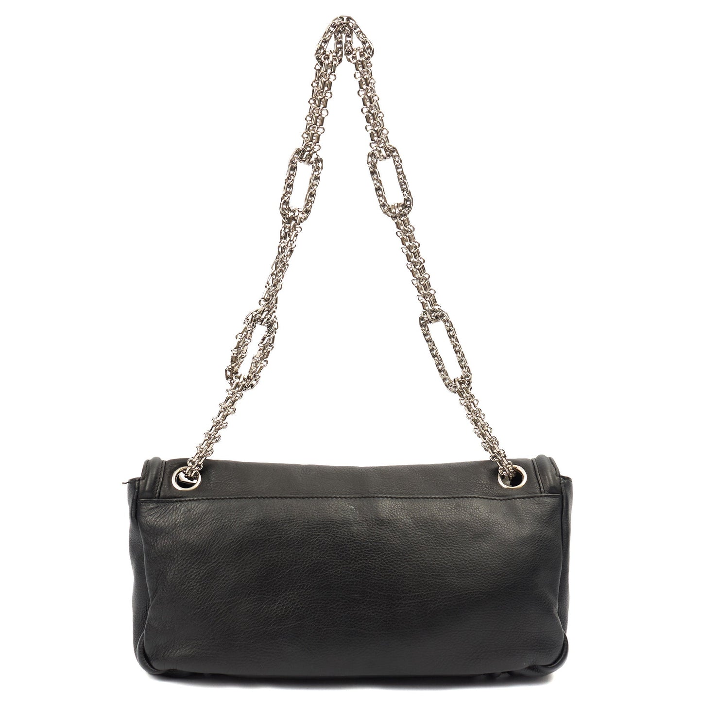 Chanel Shoulder Bag Accordian Flap Bag in Black, Leather — Top View