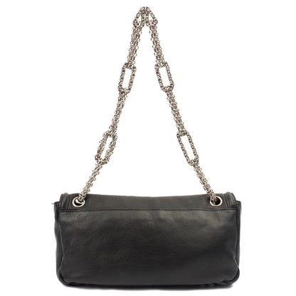 Chanel Shoulder Bag Accordian Flap Bag in Black, Leather — Top View
