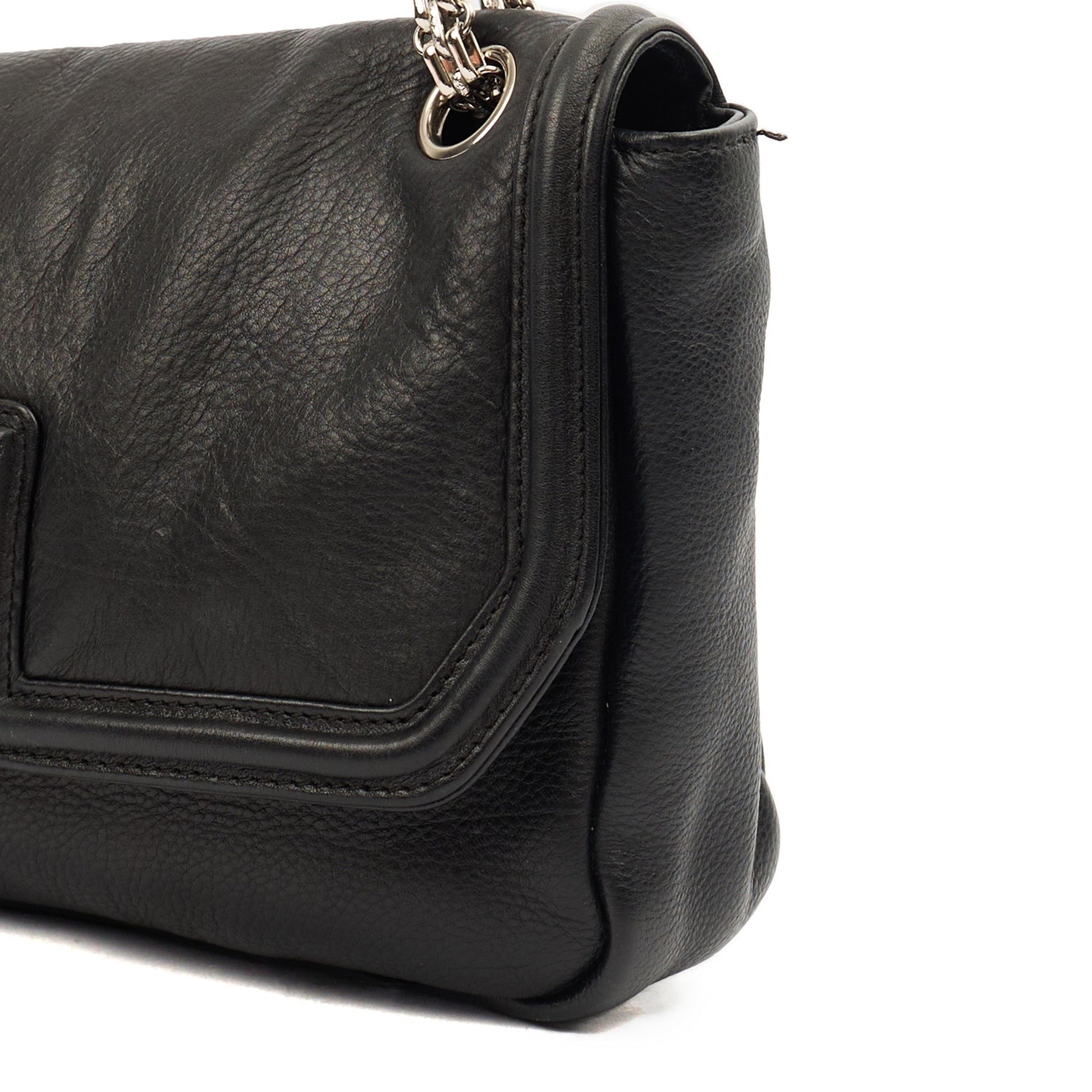 Chanel Shoulder Bag Accordian Flap Bag in Black, Leather — Alternate View 7