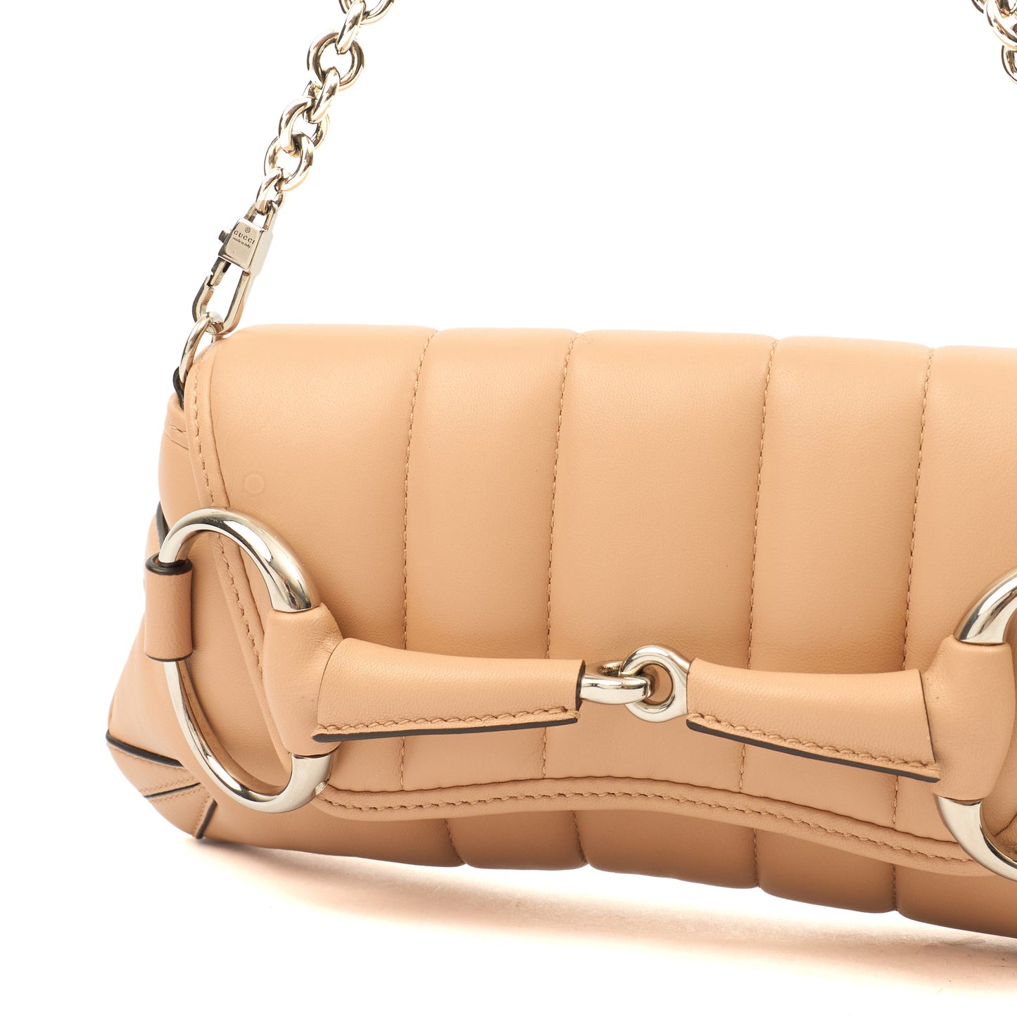 Gucci Shoulder Bag 1955 Horsebit Shoulder Bag in Pink Sand, Leather — Back View