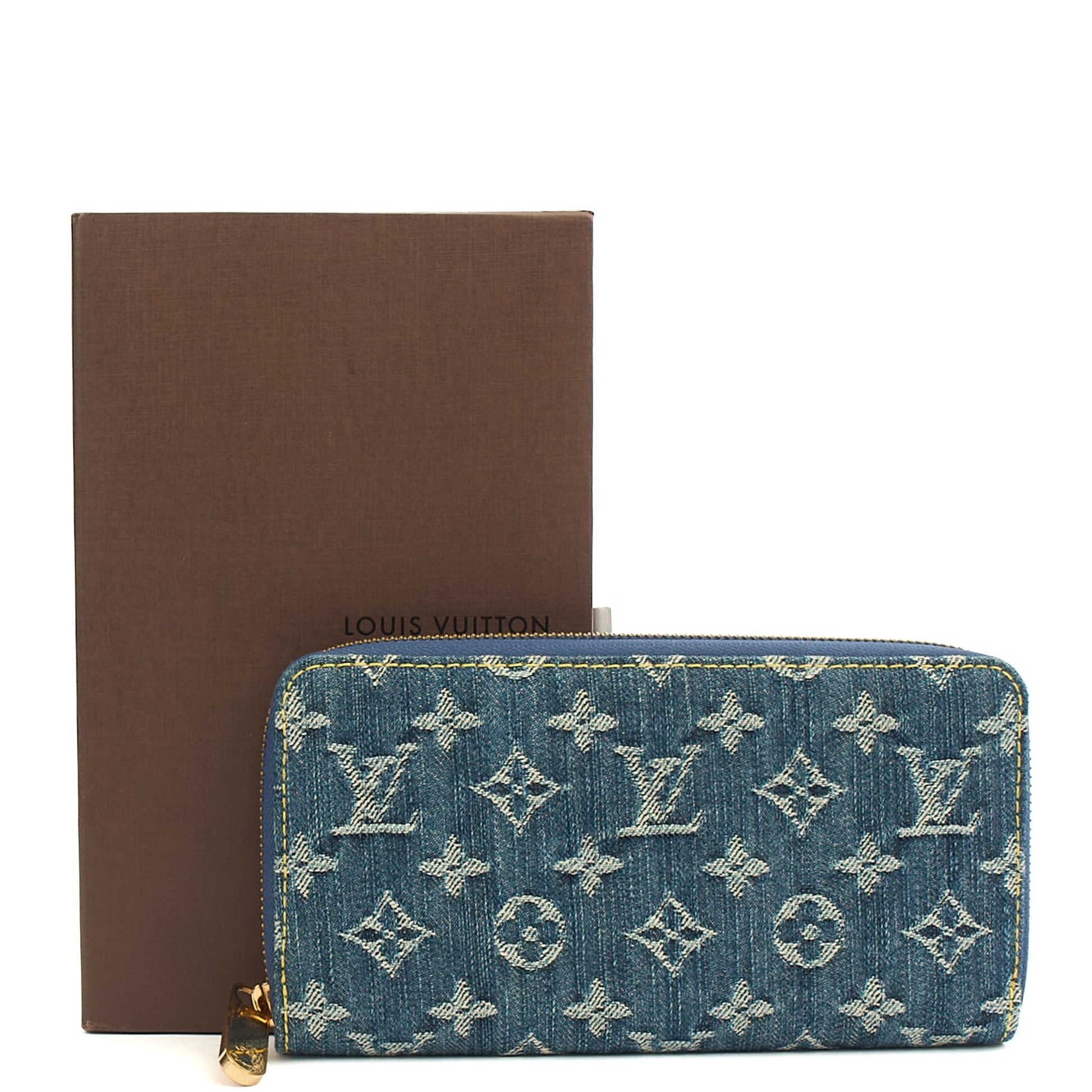 Louis Vuitton Wallet Zippy Wallet in Denim, Canvas — Lifestyle View