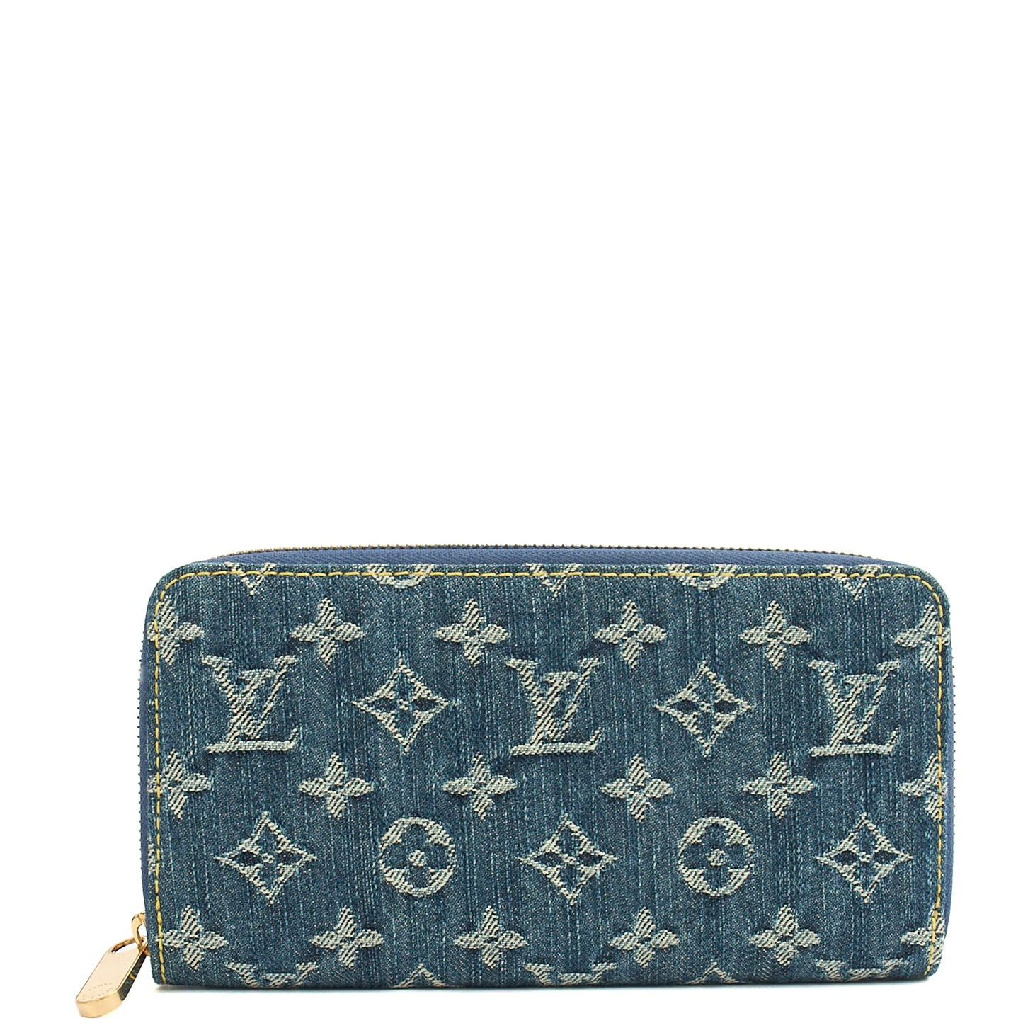 Louis Vuitton Wallet Zippy Wallet in Denim, Canvas — Front View