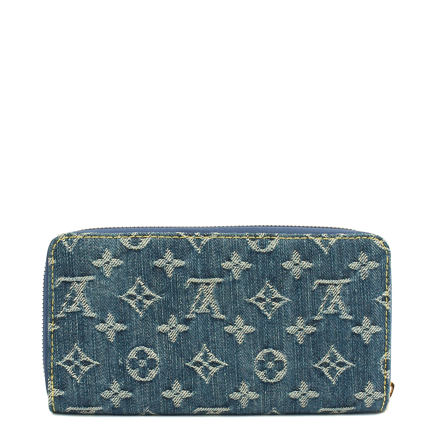Louis Vuitton Wallet Zippy Wallet in Denim, Canvas — Back View