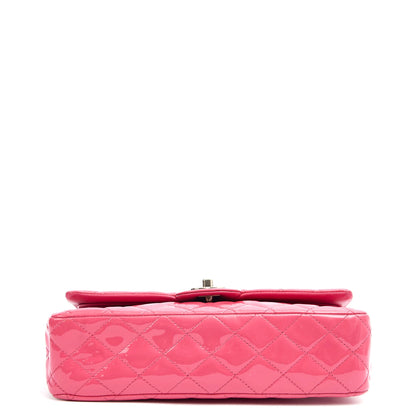 Chanel Shoulder Bag Classic Double Flap - Medium in Pink, Patent Leather — Top View