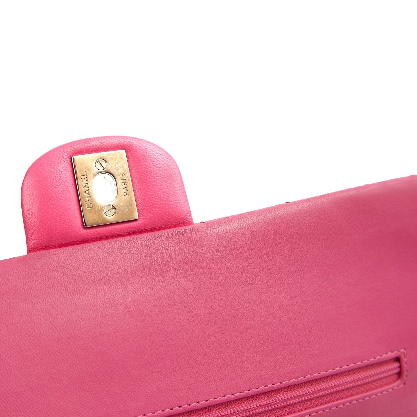 Chanel Shoulder Bag Classic Double Flap - Medium in Pink, Patent Leather — Alternate View 16