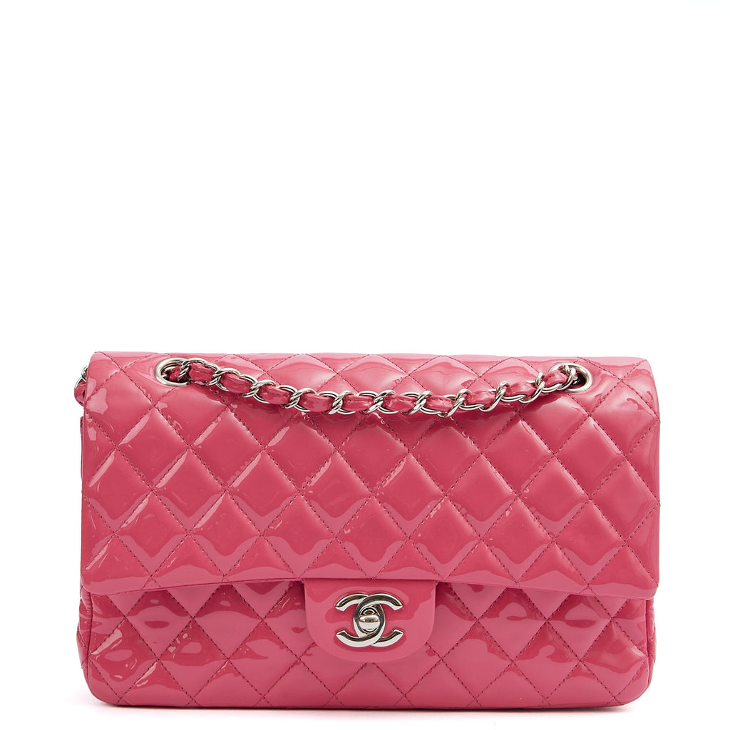 Chanel Shoulder Bag Classic Double Flap - Medium in Pink, Patent Leather — Alternate View 9