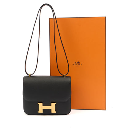 Hermes Shoulder Bag Constance 18 in Black, Epsom Leather — Lifestyle View