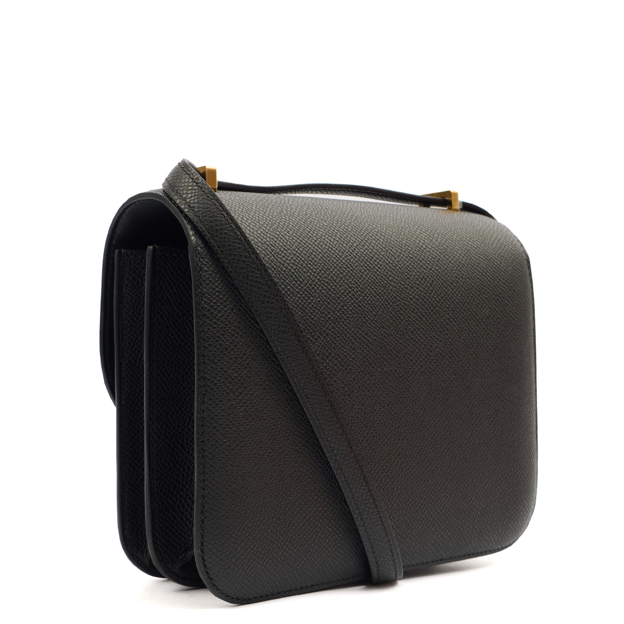 Hermes Shoulder Bag Constance 18 in Black, Epsom Leather — Side View