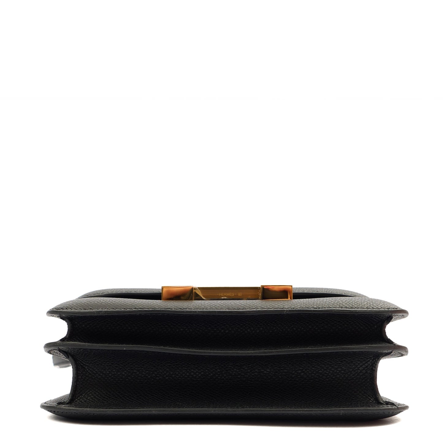 Hermes Shoulder Bag Constance 18 in Black, Epsom Leather — Top View