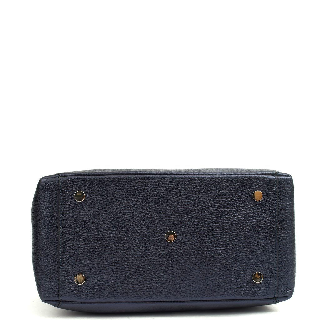 Aspinal of London Top Handle London Tote - Midi in Blue, Exotic Effect Leather — Top View