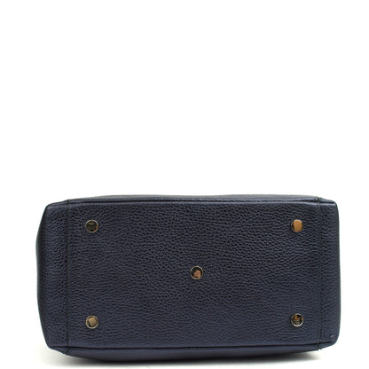 Aspinal of London Top Handle London Tote - Midi in Blue, Exotic Effect Leather — Top View