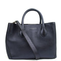 Aspinal of London Top Handle London Tote - Midi in Blue, Exotic Effect Leather — Front View