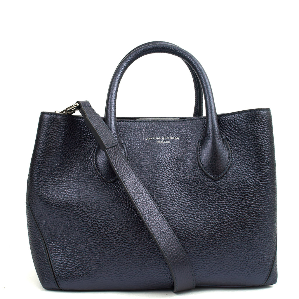 Aspinal of London Top Handle London Tote - Midi in Blue, Exotic Effect Leather — Alternate View 7