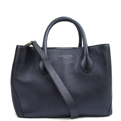 Aspinal of London Top Handle London Tote - Midi in Blue, Exotic Effect Leather — Alternate View 7